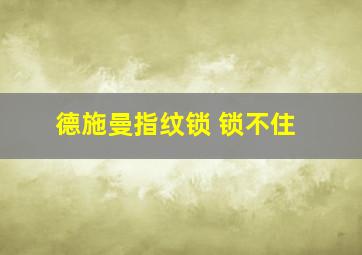 德施曼指纹锁 锁不住